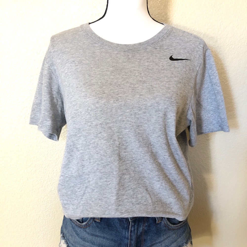 The Nike Tee Dri Fit Gray with Black Logo SZ Med